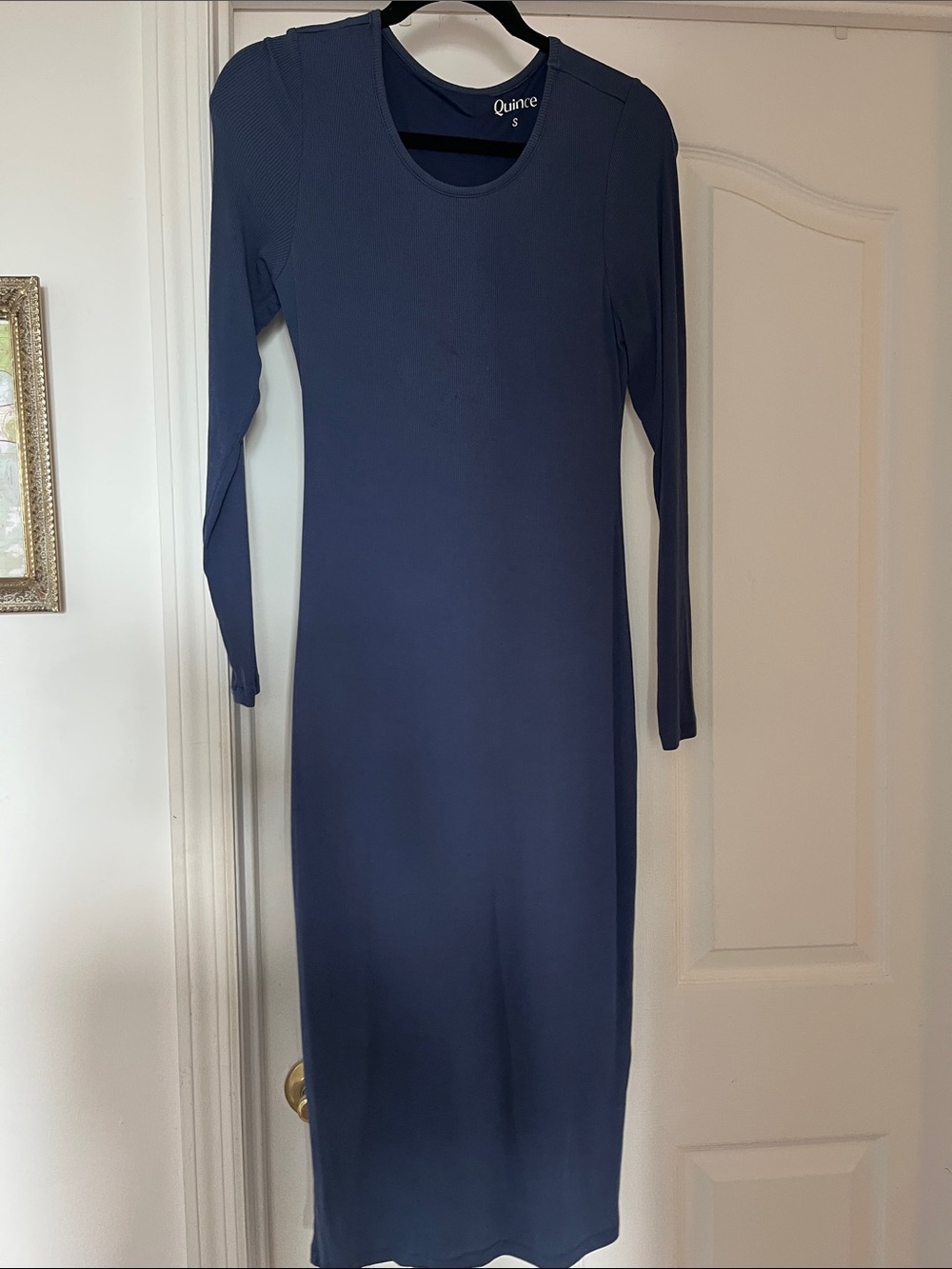 Quince Navy Long Sleeve Midi Bodycon Dress